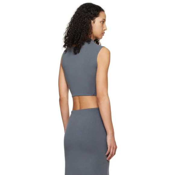 Jade Cropper Asymmetric Crop Top in Dye Grey XSmall New Womens Sleeveless Tank - Picture 12 of 14